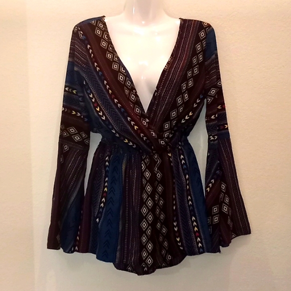 I. JOAH Aztec Print Long Sleeved Romper - Picture 2 of 13